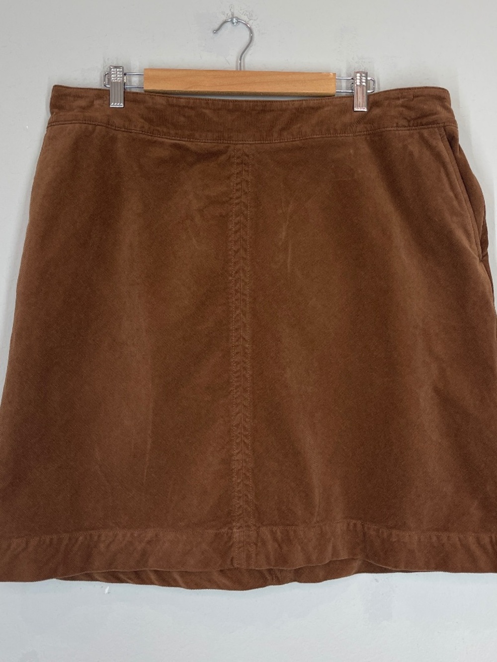 Talbots Plus Corduroy Skirt Women's 18W Brown Pockets Stretch A-Line Mini